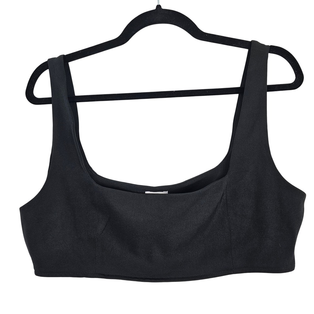Princess Polly Huxley Black Crop Top Sleeveless Square Neck‎ Side Zip US 8